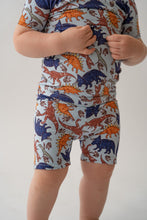 Load image into Gallery viewer, Blue Dino 2 piece shorty PJ&#39;s
