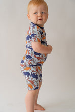 Load image into Gallery viewer, Blue Dino 2 piece shorty PJ&#39;s
