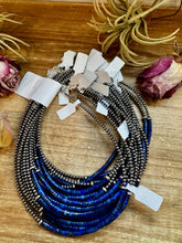 Load image into Gallery viewer, Lapis &amp; Sterling Silver Pearl Choker
