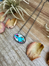 Load image into Gallery viewer, Cotton Candy Turquoise Bar Necklace – Oval Shape – 18&quot; Sterling Chain – Tia Long, Navajo Handmade

