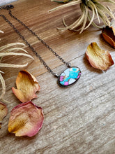 Load image into Gallery viewer, Cotton Candy Turquoise Bar Necklace – Oval Shape – 18&quot; Sterling Chain – Tia Long, Navajo Handmade

