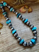Load image into Gallery viewer, Turquoise Nugget &amp; Sterling Silver Pearl Necklace – 21&quot;
