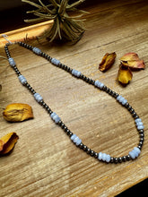 Load image into Gallery viewer, Blue Lace Agate &amp; Sterling Silver Pearl Necklace – 20 ½” Plus Extender
