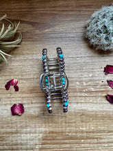 Load image into Gallery viewer, Pearl and turquoise magnesite bead bow hair clips
