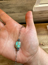 Load image into Gallery viewer, 14 inch long necklace with saucer Sterling Silver Pearls  and turquoise Verasite

