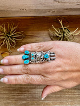 Load image into Gallery viewer, The Kachina Ring – Size 8 – Sterling Silver – Kingman Turquoise – Navajo Handmade
