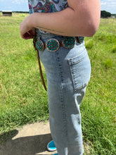 Load image into Gallery viewer, Turquoise Concho Belt – Sterling Silver – Native Made DM – One of a Kind
