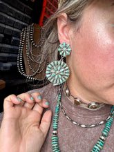 Load image into Gallery viewer, Cluster Dangle Earrings – Kingman Turquoise &amp; Sterling Silver

