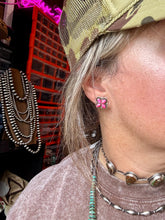 Load image into Gallery viewer, Zuni Stud Earrings – Pink Opal &amp; Sterling Silver
