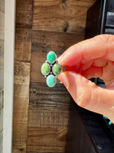 Load image into Gallery viewer, Adjustable Ring with 4 Green Turquoise Stones
