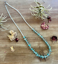 Load image into Gallery viewer, 26 inch long blue disk turquoise necklace
