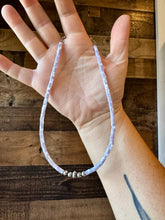Load image into Gallery viewer, Purple shell heishi choker with Sterling Silver Pearls
