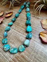 Load image into Gallery viewer, 18-Inch Turquoise Nugget Necklace with 4mm Sterling Silver Pearls
