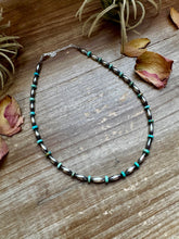 Load image into Gallery viewer, 14-Inch Sterling Silver Torpedo &amp; Blue/Green Mexican Turquoise Choker
