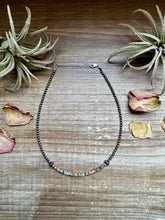 Load image into Gallery viewer, Sterling Silver Pearl Choker with Extra Spiny Oyster &amp; Turquoise Heishi
