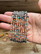 Load image into Gallery viewer, Sterling Silver Pearl Choker with Extra Spiny Oyster &amp; Turquoise Heishi
