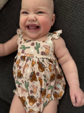 Load image into Gallery viewer, Pink Highland Cow bubble romper

