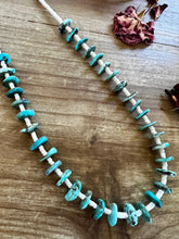 Load image into Gallery viewer, 26 inch long blue disk turquoise necklace

