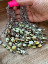 Load image into Gallery viewer, 15-Inch Lemon Turquoise &amp; Sterling Saucer Pearl Necklace on Paperclip Chain
