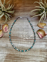 Load image into Gallery viewer, 14-Inch Sterling Silver Torpedo &amp; Blue/Green Mexican Turquoise Choker
