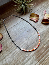 Load image into Gallery viewer, 15-Inch Spiny Oyster Heishi Necklace – Sterling Silver Pearls, Handmade
