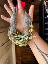 Load image into Gallery viewer, 15-Inch Lemon Turquoise &amp; Sterling Saucer Pearl Necklace on Paperclip Chain
