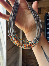 Load image into Gallery viewer, Sterling Silver Pearl Choker with Extra Spiny Oyster &amp; Turquoise Heishi
