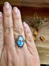 Load image into Gallery viewer, Delicate Golden Hills Turquoise Ring – Size 7.5, USA Made
