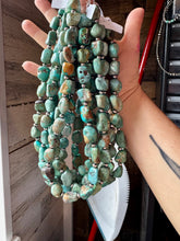 Load image into Gallery viewer, 18-Inch Turquoise Nugget Necklace with 4mm Sterling Silver Pearls
