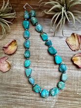 Load image into Gallery viewer, 18-Inch Turquoise Nugget Necklace with 4mm Sterling Silver Pearls
