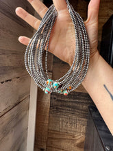 Load image into Gallery viewer, 14-Inch Sterling Silver Pearl &amp; Mojave Bead Choker
