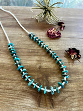 Load image into Gallery viewer, 26 inch long blue disk turquoise necklace
