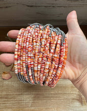 Load image into Gallery viewer, 15-Inch Spiny Oyster Heishi Necklace – Sterling Silver Pearls, Handmade
