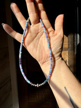 Load image into Gallery viewer, Sterling Silver Pearls choker and Purple Dolomite Heishi
