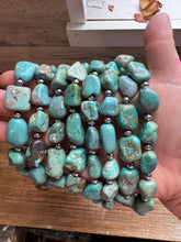 Load image into Gallery viewer, 18-Inch Turquoise Nugget Necklace with 4mm Sterling Silver Pearls
