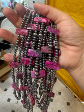 Load image into Gallery viewer, Pink Double Strand Necklace – 13” Beaded – Sterling Silver Pearls &amp; Rectangle Variscite Turquoise
