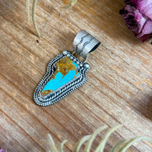 Load image into Gallery viewer, Sterling Silver Kingman Turquoise Lightning Bolt Pendant – Made by Artist Shay Pfeiffer

