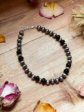 Load image into Gallery viewer, Black Onyx &amp; Sterling Silver Pearl Choker – 14”
