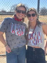 Load image into Gallery viewer, Striped USA in Glitter &amp; Metallic Puff Tee
