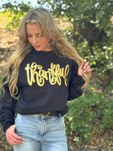 Load image into Gallery viewer, Thankful in Gold Metallic Puff Sweatshirt
