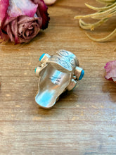 Load image into Gallery viewer, Kingman Turquoise Longhorn Sterling Silver Ring – Adjustable (Fits 8+)
