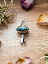 Load image into Gallery viewer, Sterling Silver Blossom Pendant with Kingman Turquoise – Native Made by M.S.
