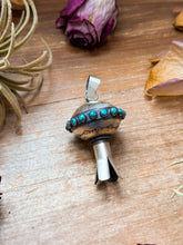 Load image into Gallery viewer, Sterling Silver Blossom Pendant with Kingman Turquoise – Native Made by M.S.
