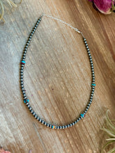 Load image into Gallery viewer, Mohave &amp; Sterling Silver Beaded Necklace – 4 mm Sterling + 6 mm Mohave
