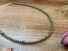 Load image into Gallery viewer, Mohave &amp; Sterling Silver Beaded Necklace – 4 mm Sterling + 6 mm Mohave
