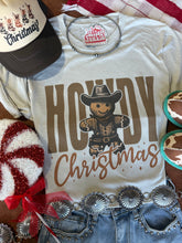 Load image into Gallery viewer, Cowboy Gingerbread Howdy Christmas Graphic Tee
