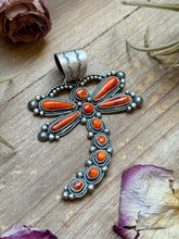 Load image into Gallery viewer, Sterling Silver Orange Spiny Oyster Dragonfly Pendant – Fits Up to 15 mm Beads – Artist Shay Pfeiffer
