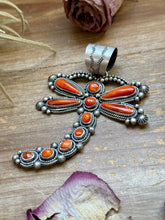 Load image into Gallery viewer, Sterling Silver Orange Spiny Oyster Dragonfly Pendant – Fits Up to 15 mm Beads – Artist Shay Pfeiffer
