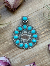 Load image into Gallery viewer, Sterling Silver Kingman Turquoise &amp; Buffalo Nickel Cluster Pendant – Artist Shay Pfeiffer
