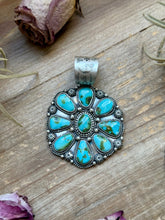 Load image into Gallery viewer, Sterling Silver Sonoran Mountain Turquoise Cluster Pendant – Fits Up to 15mm Beads – Artist Shay Pfeiffer
